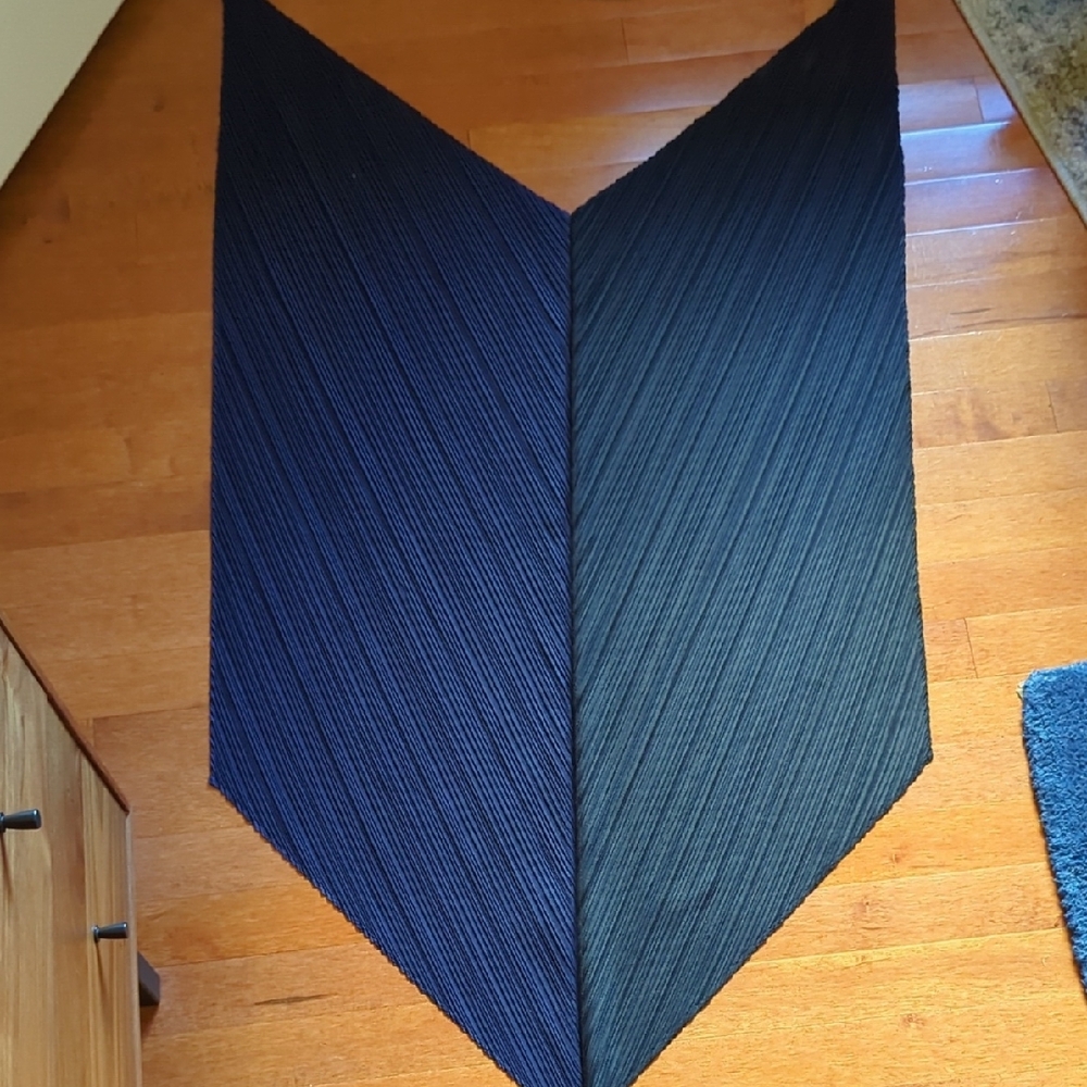Women's Pleated V-Point Shawl Scarf - Black and Navy